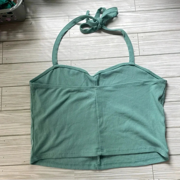 Pacsun teal ribbed halter crop top size large - Picture 9 of 9